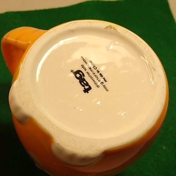 Tag Orange 3D Ceramic Cat w/ Whiskers Ears Feet Tail as Handle Kitch - Picture 8 of 11